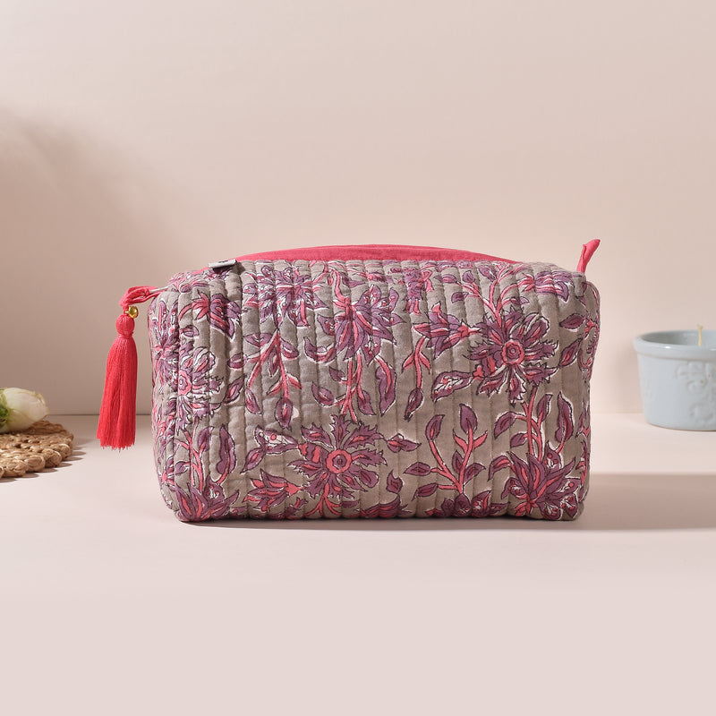 Leila Grey Floral Toiletry Pouch