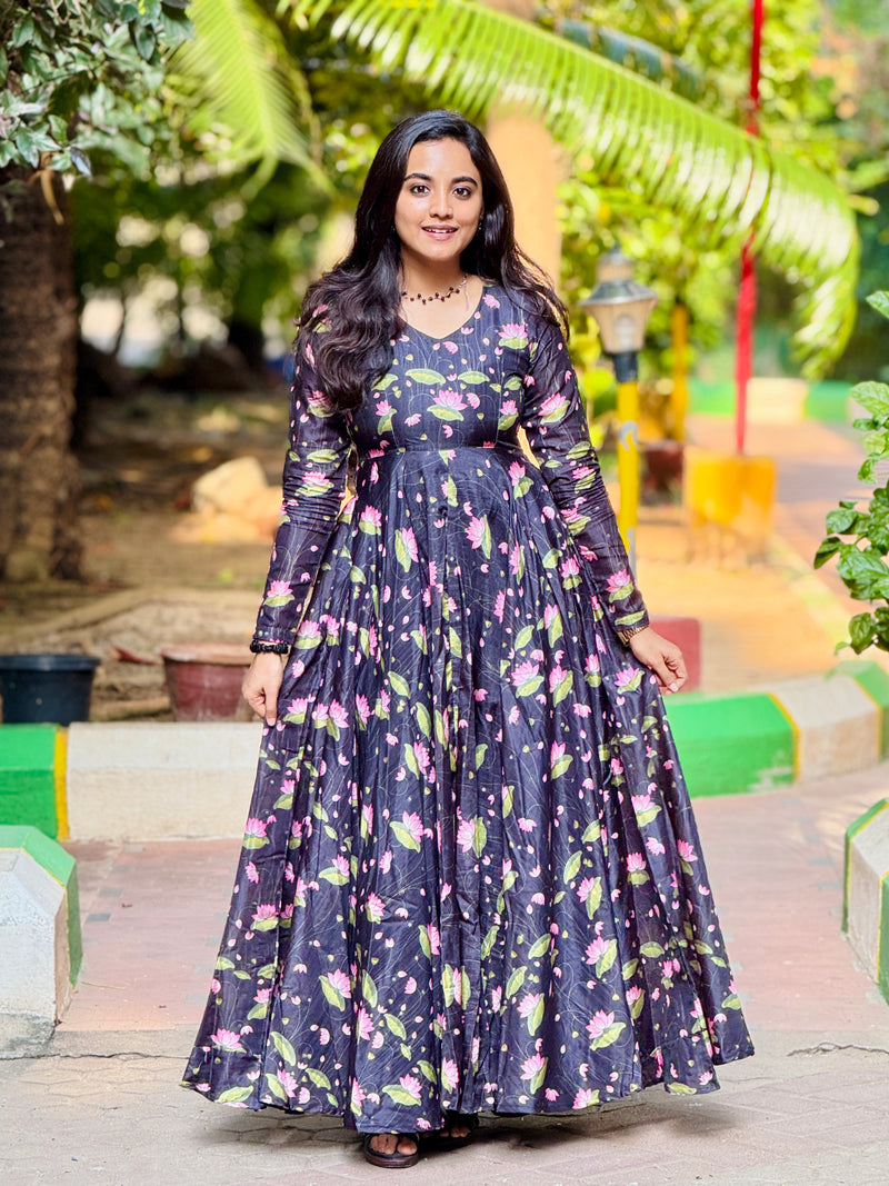 EXP - Mrunali Black Lotus Tussar Silk Anarkali