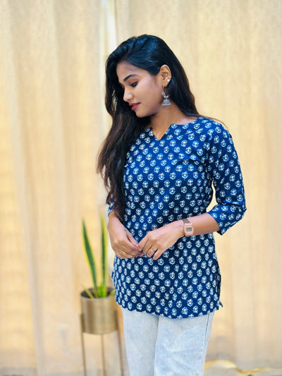 EXP - Nitya - Indigo with white