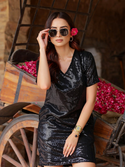 Classic Little Black Sequin Dress