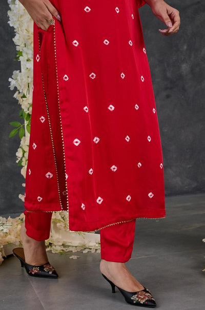EXP - Bandhani High Slit Modal Satin Kurta