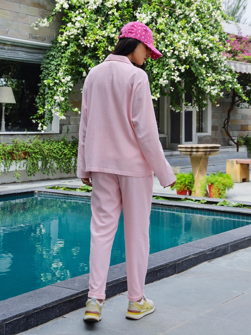 Alley Pink Cotton Blazer-Pant