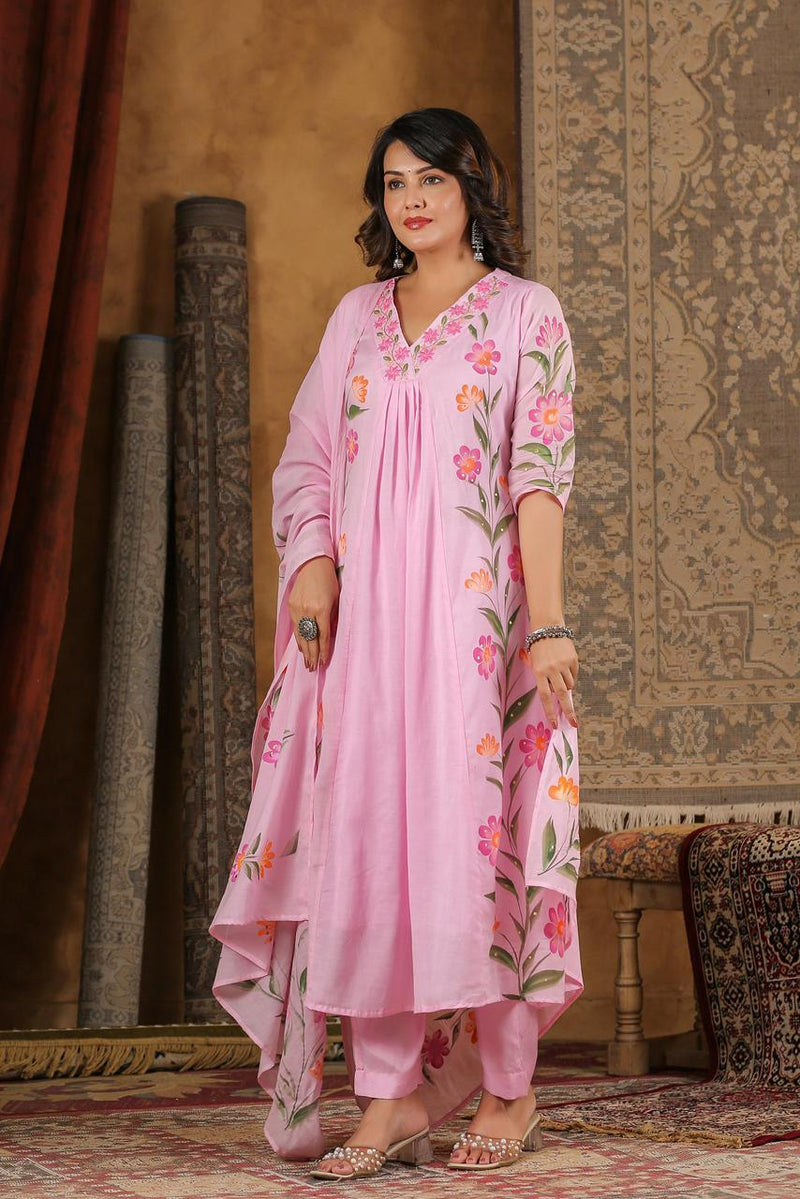Vrinda - Hand-painted suit set