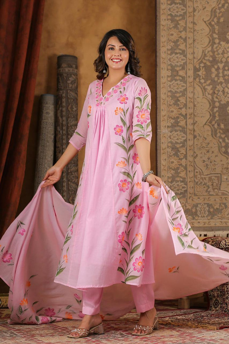 Vrinda - Hand-painted suit set