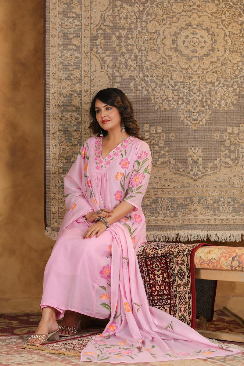 Vrinda - Hand-painted suit set