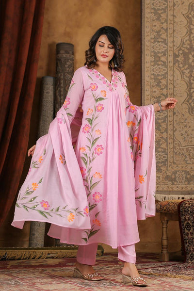 Vrinda - Hand-painted suit set