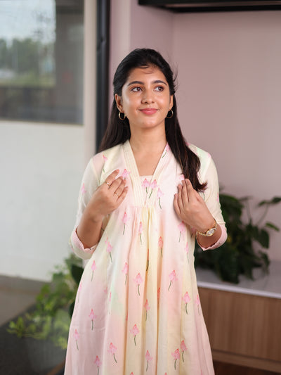 Lotus Linen Floral Kurta