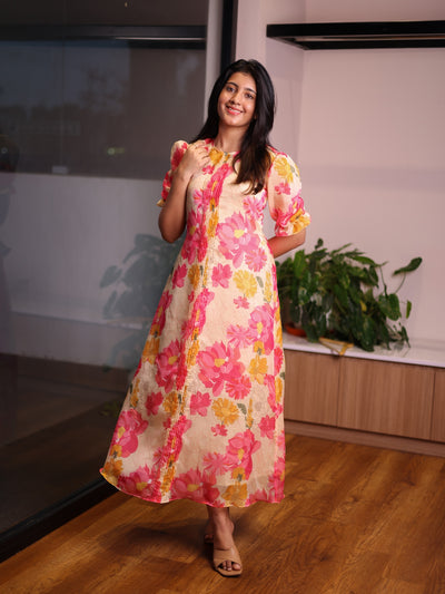 Floral Print Organza Kurta