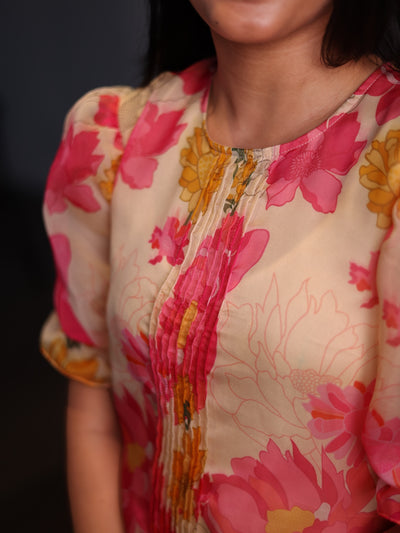 Floral Print Organza Kurta