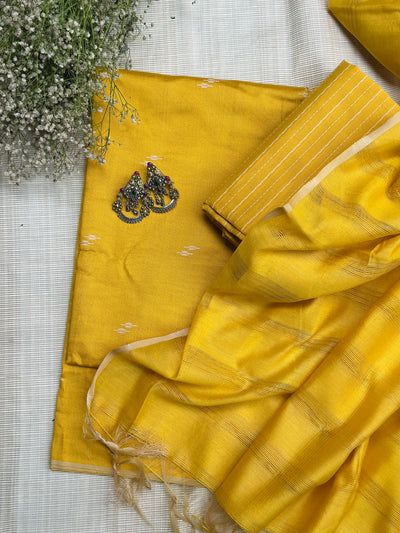 Meenakshi Yellow Silk Suit - Unstitched