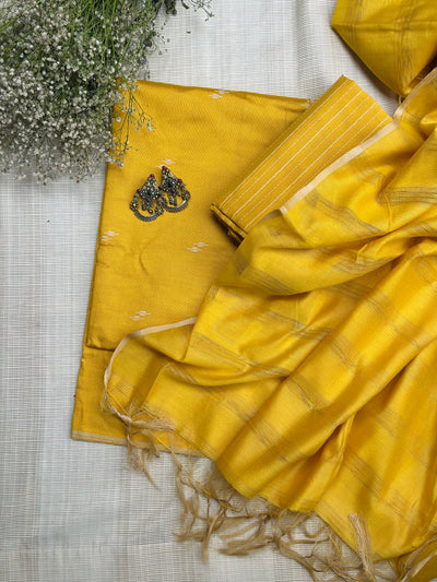 Meenakshi Yellow Silk Suit - Unstitched