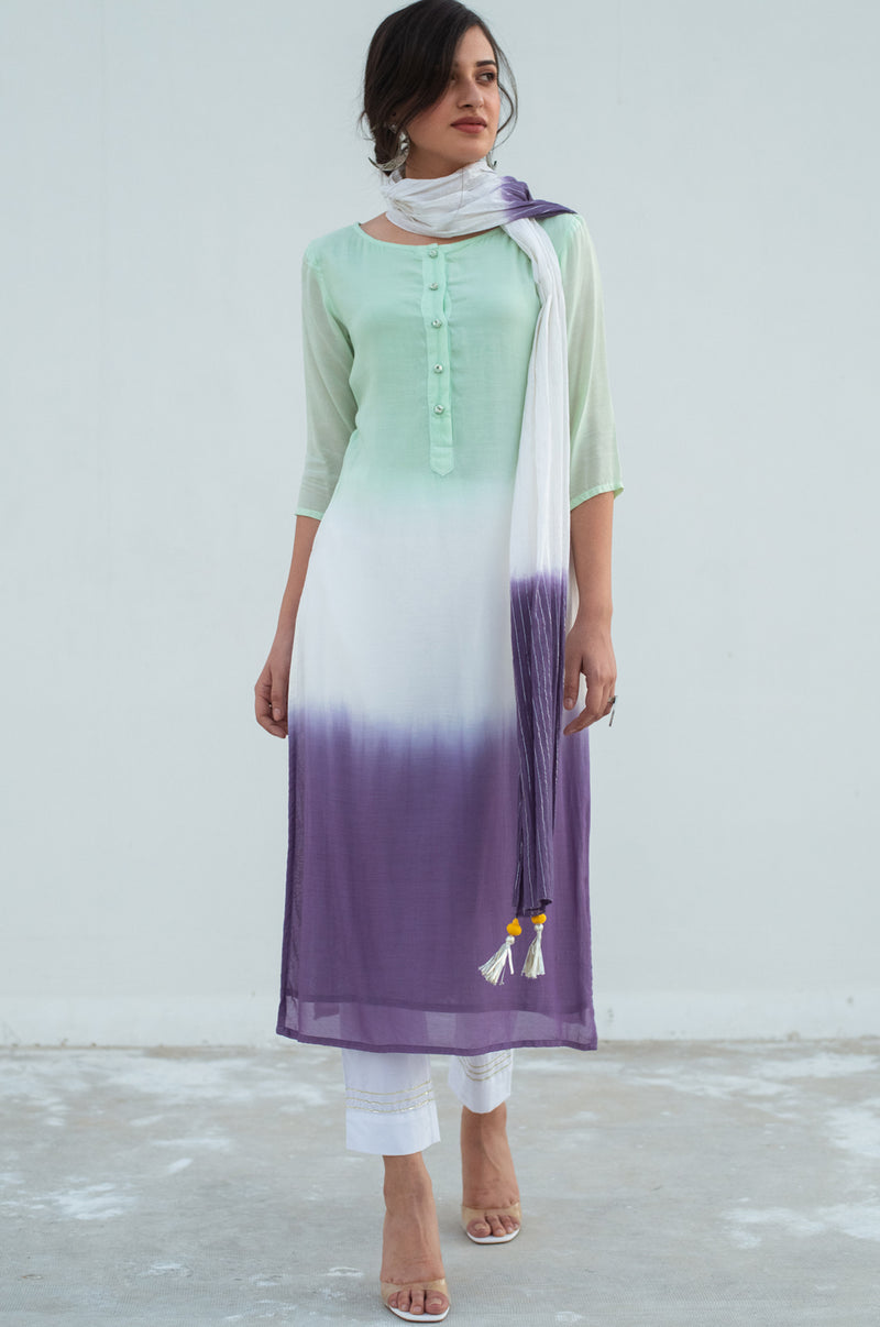 EXP - Green Dip Dye Kurta