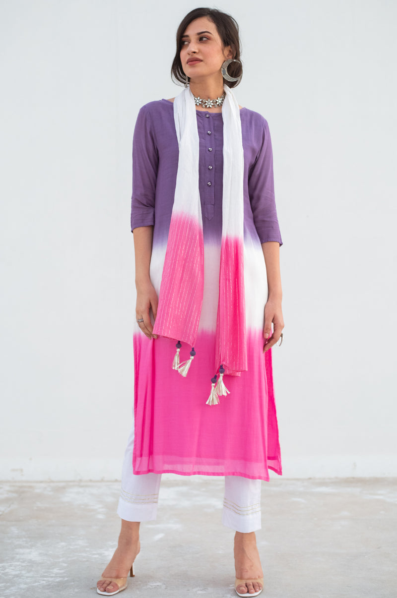 EXP - Violet Dip Dye Kurta