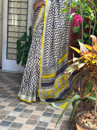 EXP - Kanmani purple zigzag linen saree