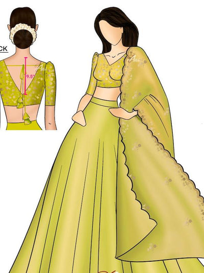 EXP - Zaara - Lime Green Crop Top and Skirt