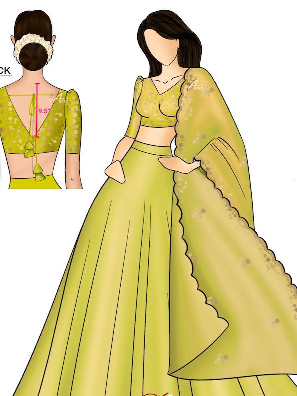 EXP - Zaara - Lime Green Crop Top and Skirt