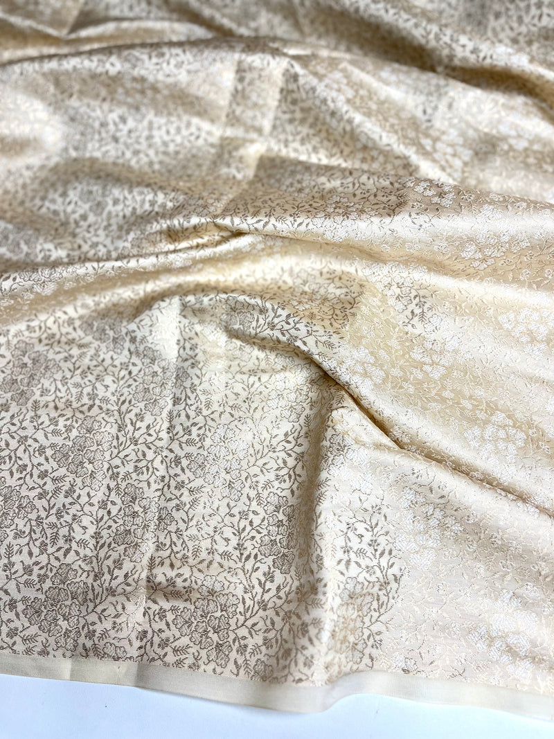 EXP - Varni Handwoven Tissue Saree - Hazel Green + Seashell Cream