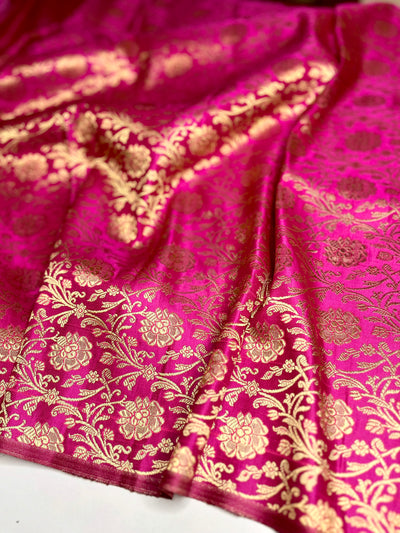 EXP - Varni Handwoven Tissue Saree - Apricot Blush + Cerise Pink