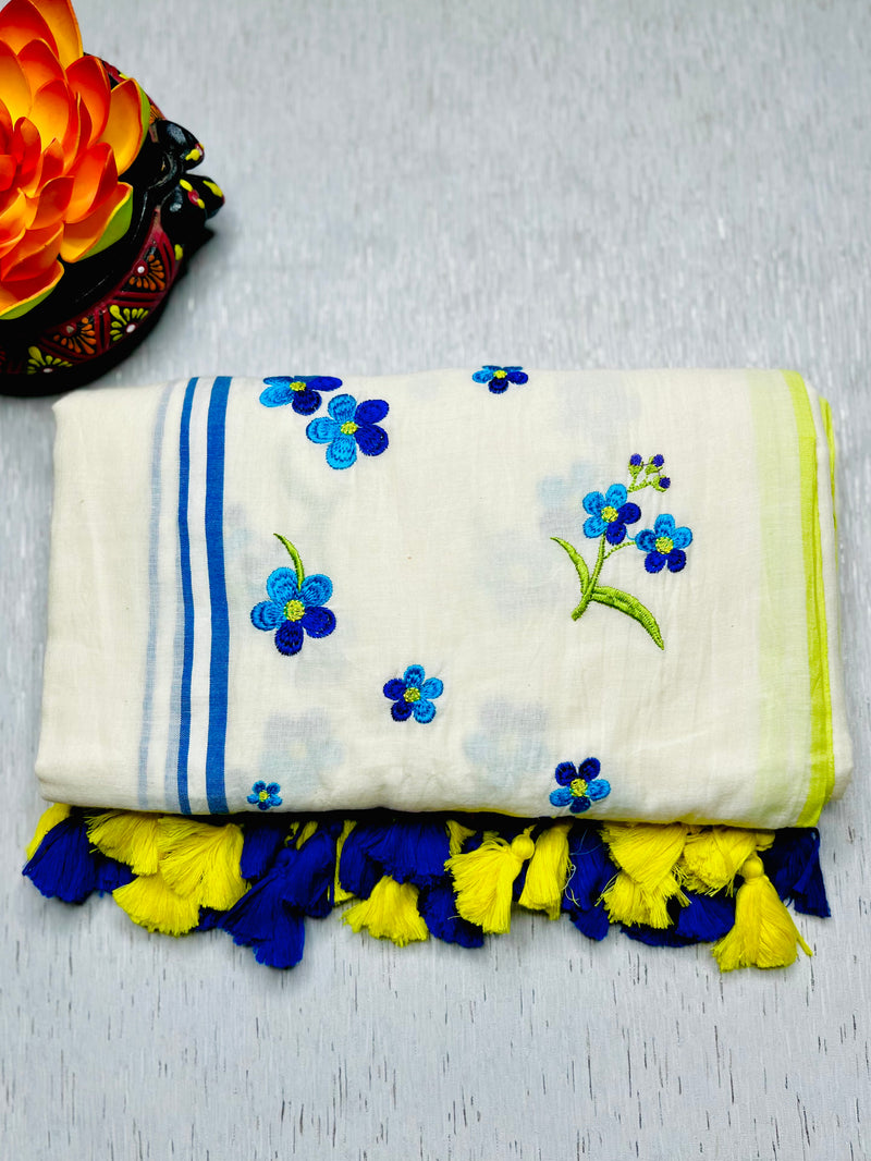 Handwoven Cotton Saree - Pearl White