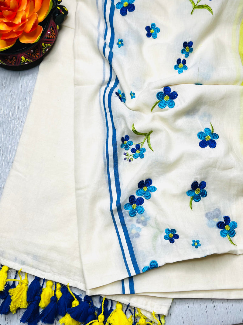 Handwoven Cotton Saree - Pearl White