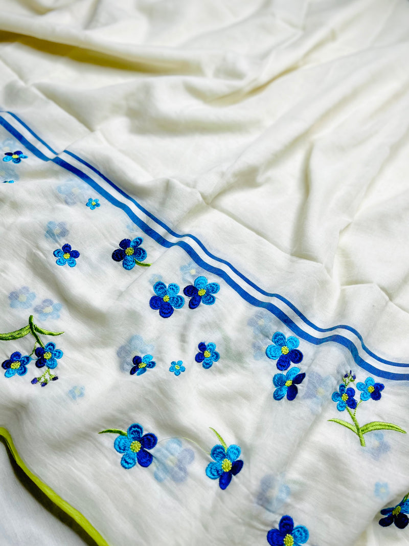Handwoven Cotton Saree - Pearl White