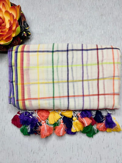 Handwoven Cotton Saree - Aishu Checks