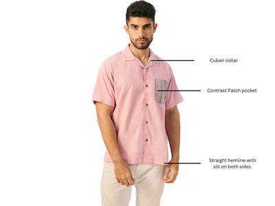 EXP - Pink Khadi Cotton Shirt With Patch Pocket