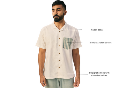 EXP - White Khadi Cotton Shirt With Patch Pocket