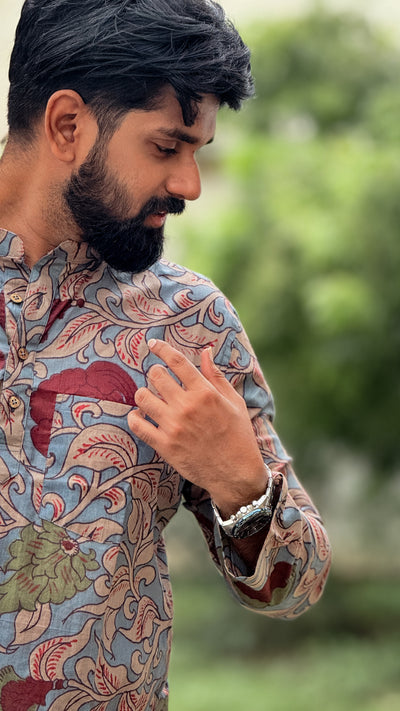 Arsh - Light Blue Kalamkari