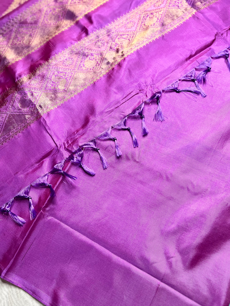 Handwoven Art Silk Saree -  Blizzard Blue + Fuchsia Purple