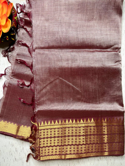 Handwoven Mangalgiri Silk Cotton Saree - Maverick + Gold