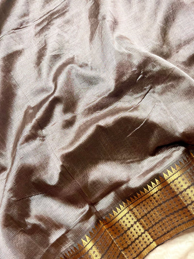 Handwoven Mangalgiri Silk Cotton Saree - Twilight + Gold