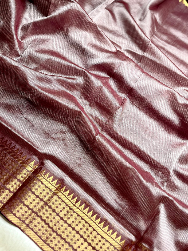 Handwoven Mangalgiri Silk Cotton Saree - Maverick + Gold