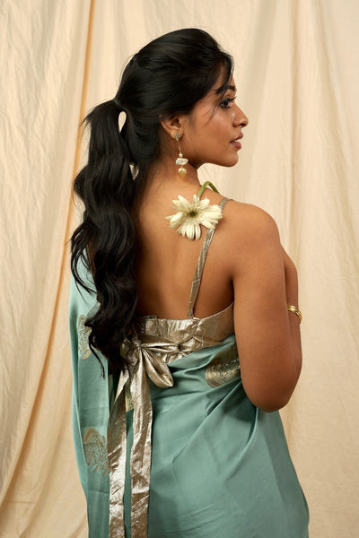 EXP - Yuri - Banarasi Satin Silk Saree - Glacier Blue + Silver Gotta
