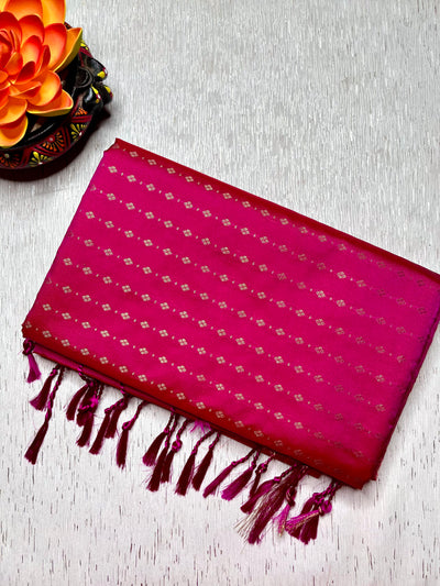 Soft Silk Saree  - Persian Rose + Gold