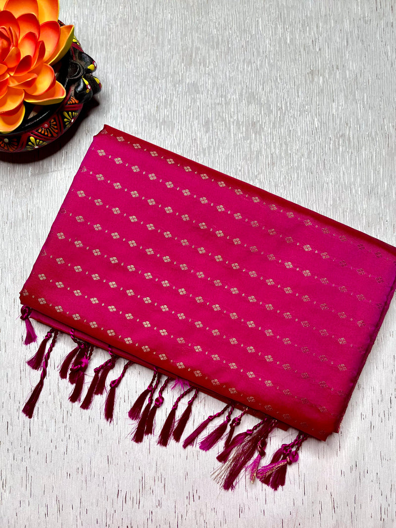 Soft Silk Saree  - Persian Rose + Gold