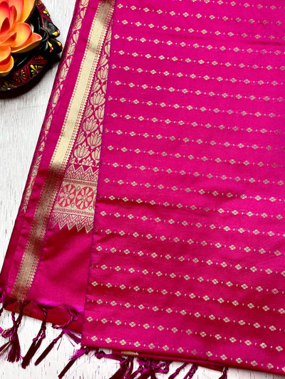 Soft Silk Saree  - Persian Rose + Gold