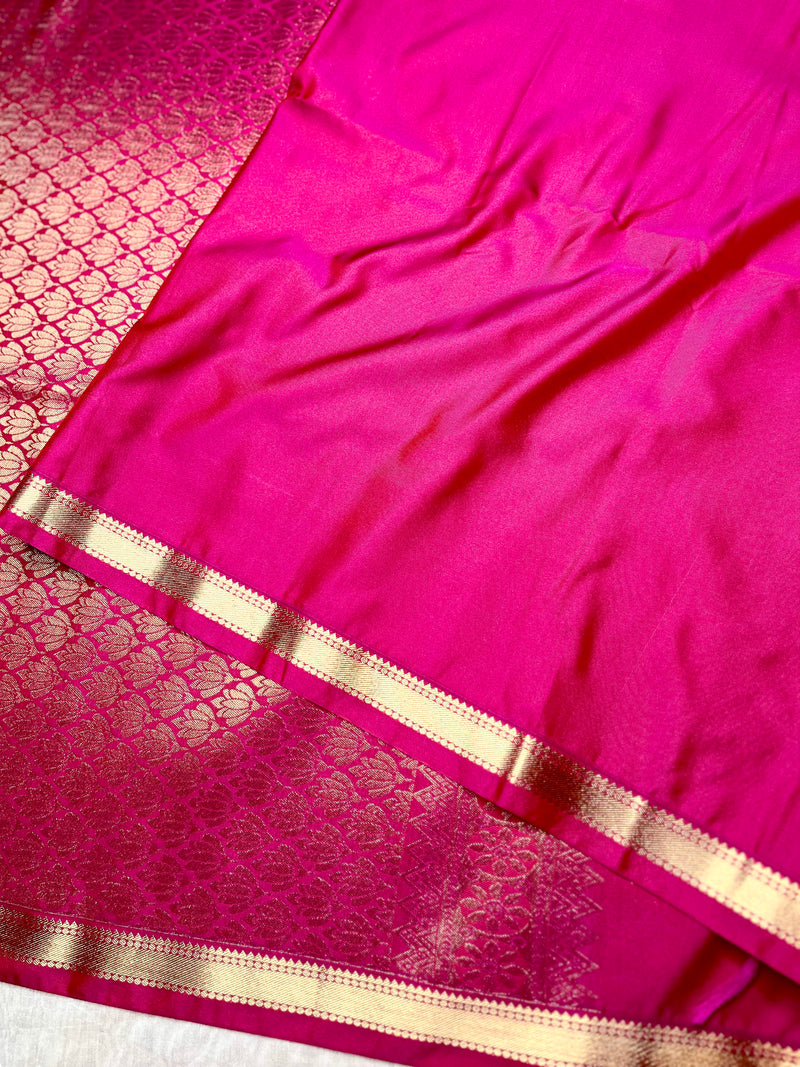 Soft Silk Saree  - Persian Rose + Gold
