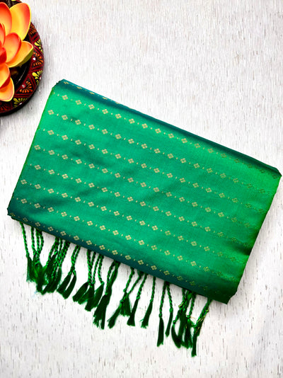 Soft Silk Saree  - Green Haze + Gold