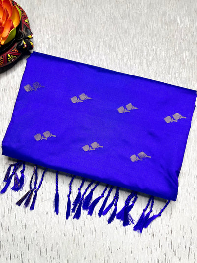 Soft Silk Saree  - Persian Blue + Gold