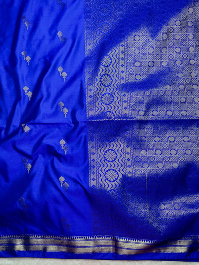 Soft Silk Saree  - Persian Blue + Gold