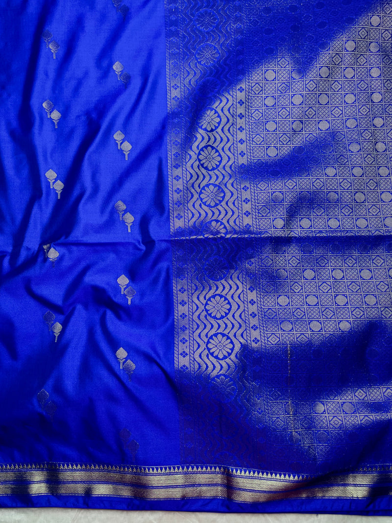 Soft Silk Saree  - Persian Blue + Gold