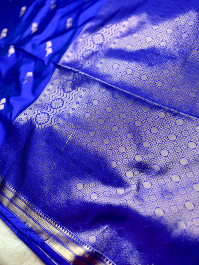 Soft Silk Saree  - Persian Blue + Gold