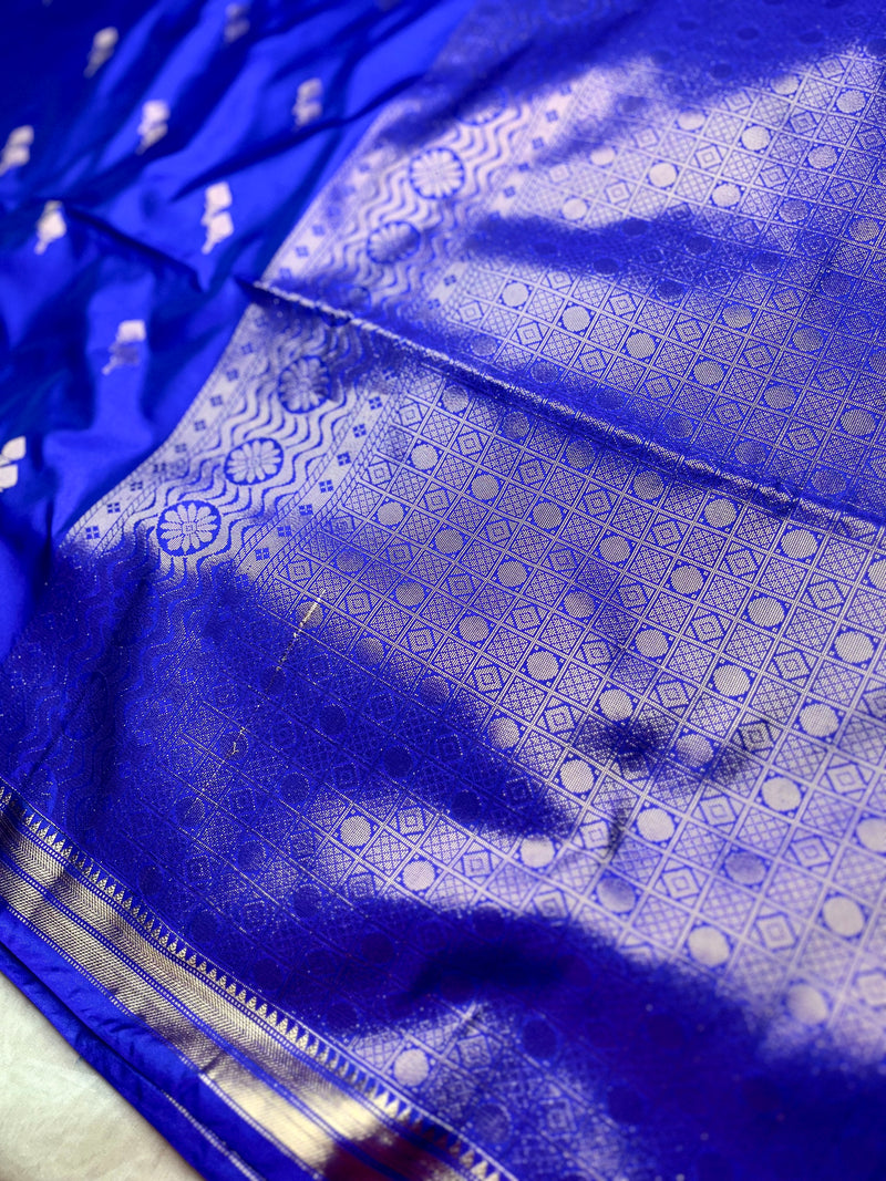 Soft Silk Saree  - Persian Blue + Gold