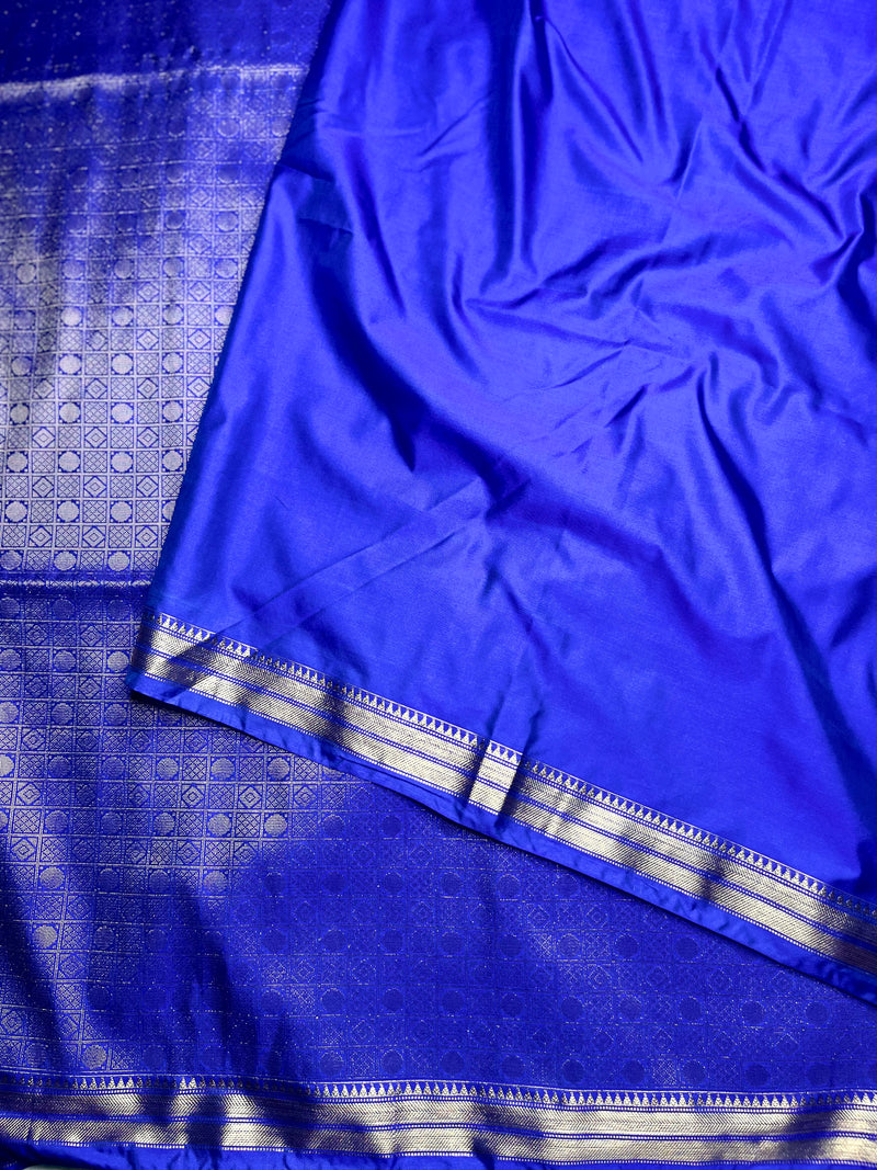 Soft Silk Saree  - Persian Blue + Gold