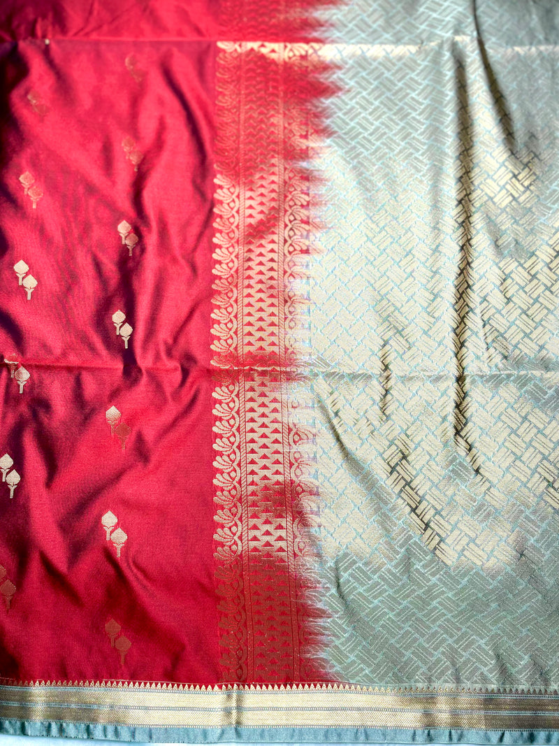 Soft Silk Saree  - Shiraz Maroon + Dark Vanilla