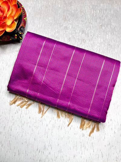 Soft Silk Saree  - Barney Purple + Sandrift