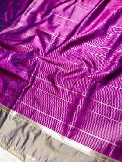 Soft Silk Saree  - Barney Purple + Sandrift