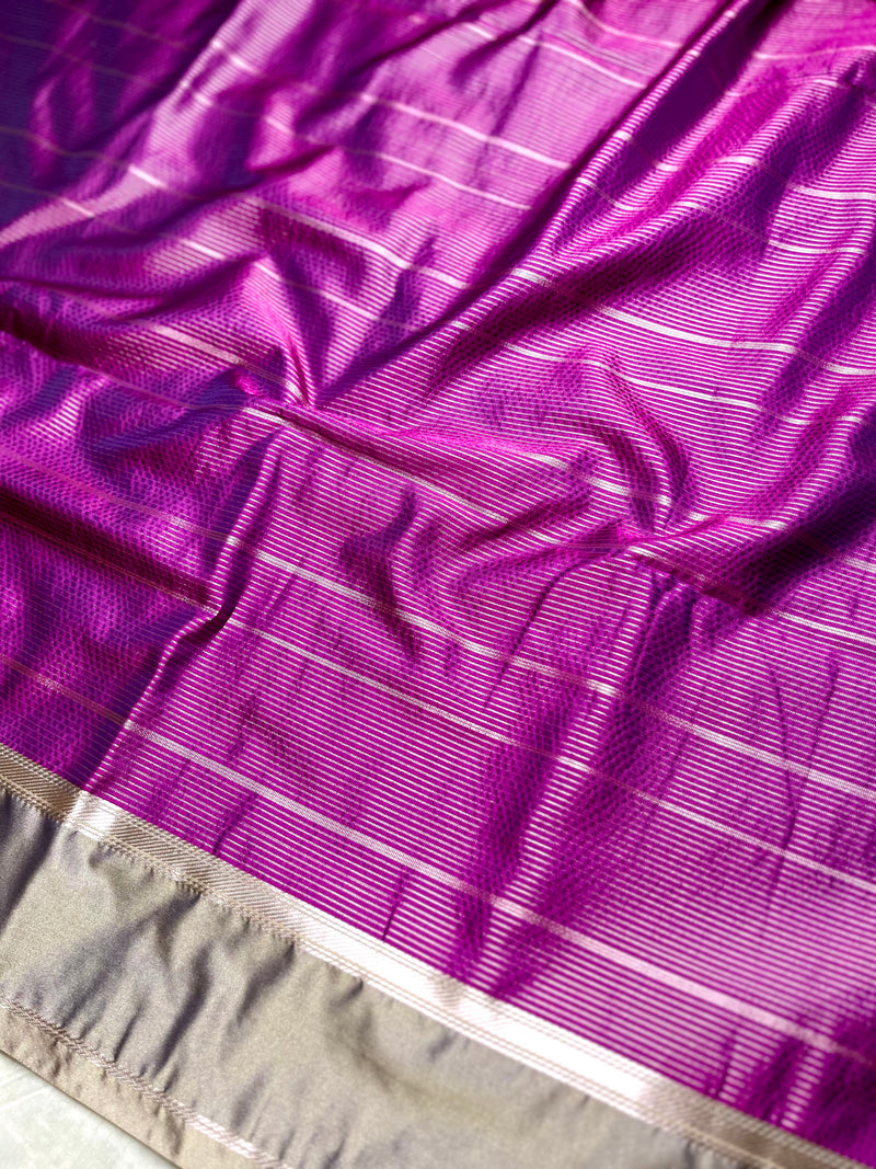 Soft Silk Saree  - Barney Purple + Sandrift