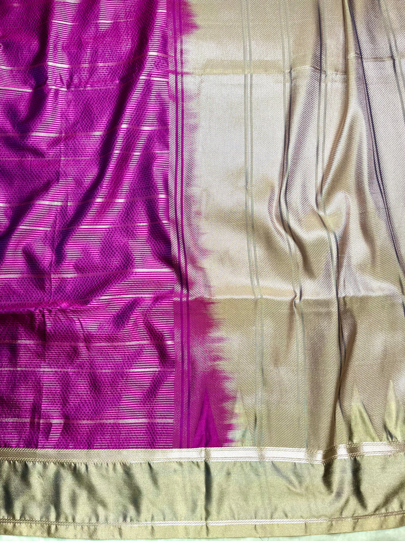 Soft Silk Saree  - Barney Purple + Sandrift